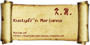 Kustyán Marianna névjegykártya